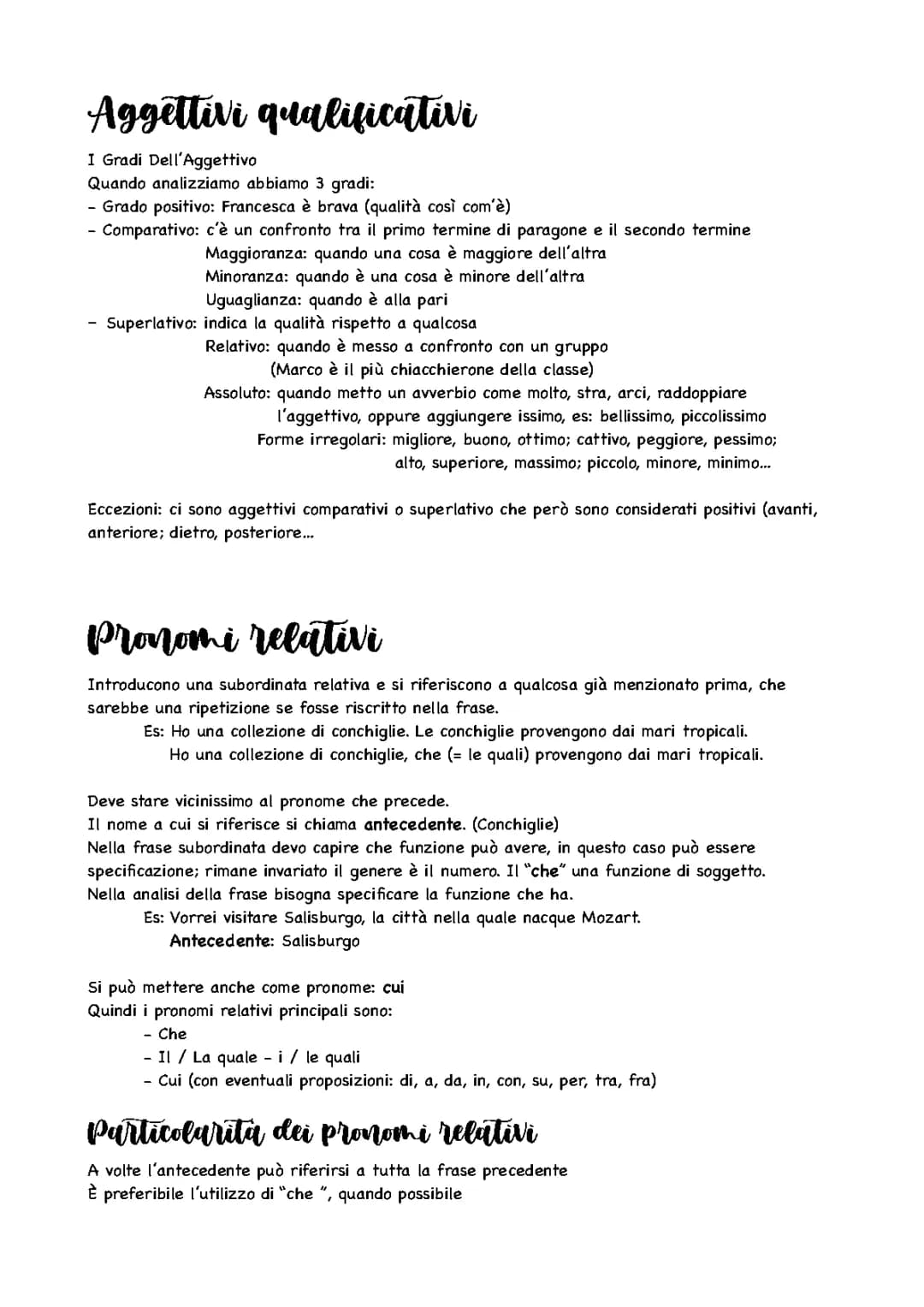 Grammatica aggettivi e pronomi