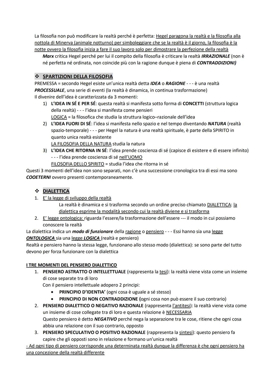 HEGEL
I CAPISALDI DEL SISTEMA HEGELIANO (idee alla base della sua filosofia)
La filosofia di Hegel si definisce un SISTEMA perché la sua fil