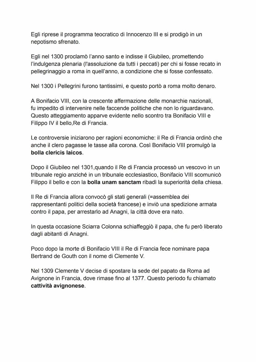 La crisi dei poteri universali e l'affermazione degli stati nazionali.
1. IL PAPATO ALLA FINE DEL MEDIOEVO.
Innocenzo III voleva consolidare