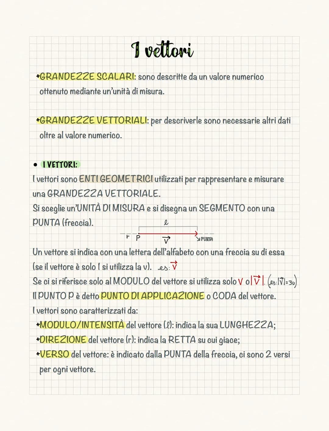 I vettori
+GRANDEZZE SCALARI: sono descritte da un valore numerico
ottenuto mediante un'unità di misura.
+GRANDEZZE VETTORIALI: per descrive