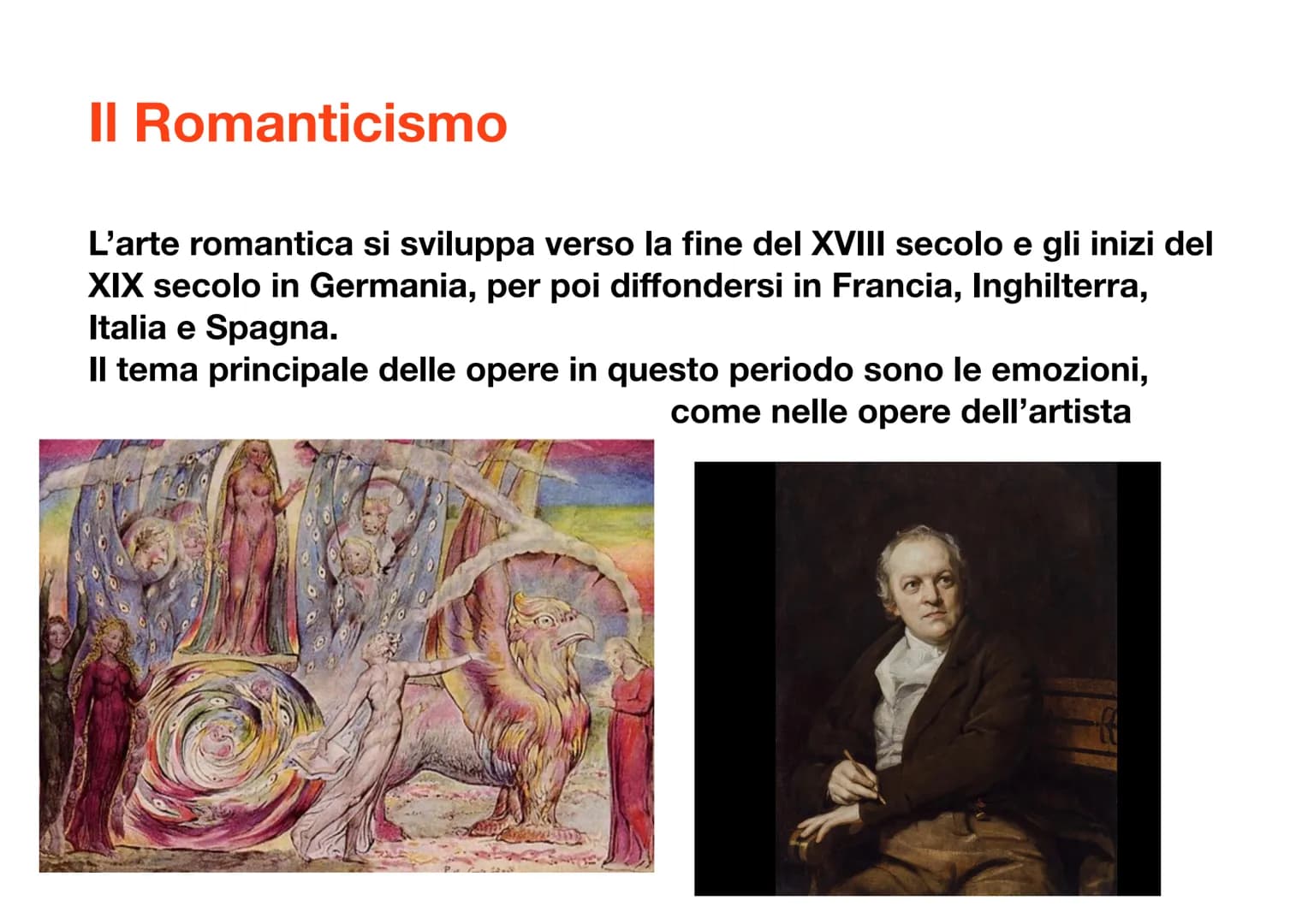 Il Romanticismo
L'arte romantica si sviluppa verso la fine del XVIII secolo e gli inizi del
XIX secolo in Germania, per poi diffondersi in F