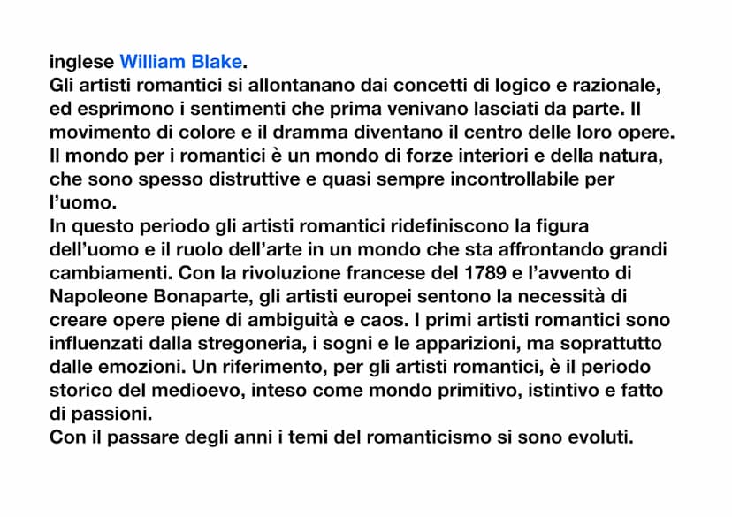 Il Romanticismo
L'arte romantica si sviluppa verso la fine del XVIII secolo e gli inizi del
XIX secolo in Germania, per poi diffondersi in F