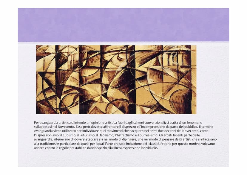 Le avanguardie
artistiche TAT
Per avanguardia artistica si intende un'opinione artistica fuori dagli schemi convenzionali; si tratta di un f