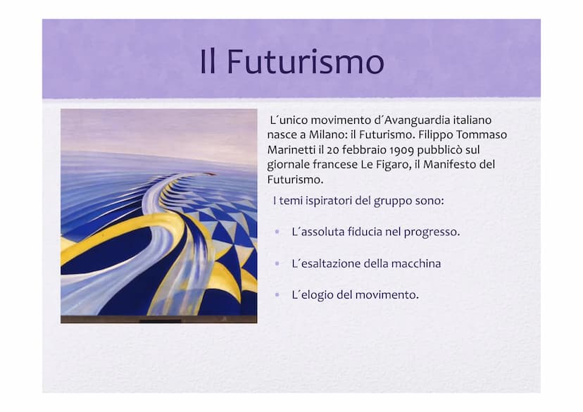 Le avanguardie
artistiche TAT
Per avanguardia artistica si intende un'opinione artistica fuori dagli schemi convenzionali; si tratta di un f