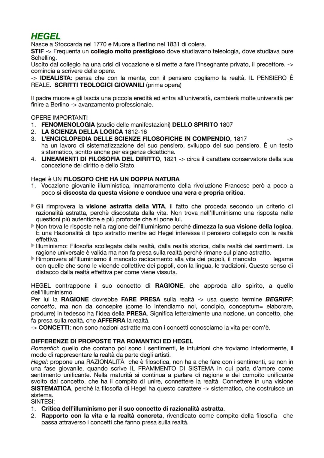 HEGEL
Nasce a Stoccarda nel 1770 e Muore a Berlino nel 1831 di colera.
STIF -> Frequenta un collegio molto prestigioso dove studiavano teleo