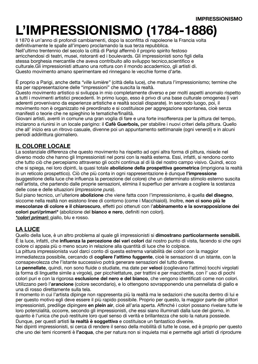 IMPRESSIONISMO
L'IMPRESSIONISMO (1784-1886)
Il 1870 è un'anno di profondi cambiamenti, dopo la sconfitta di napoleone la Francia volta
defin