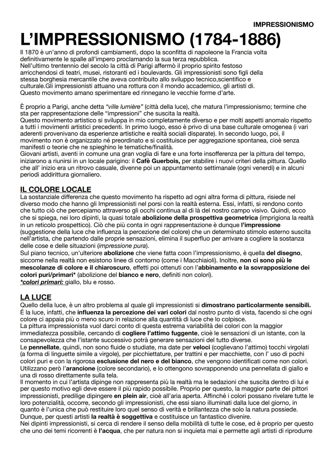 IMPRESSIONISMO
L'IMPRESSIONISMO (1784-1886)
Il 1870 è un'anno di profondi cambiamenti, dopo la sconfitta di napoleone la Francia volta
defin