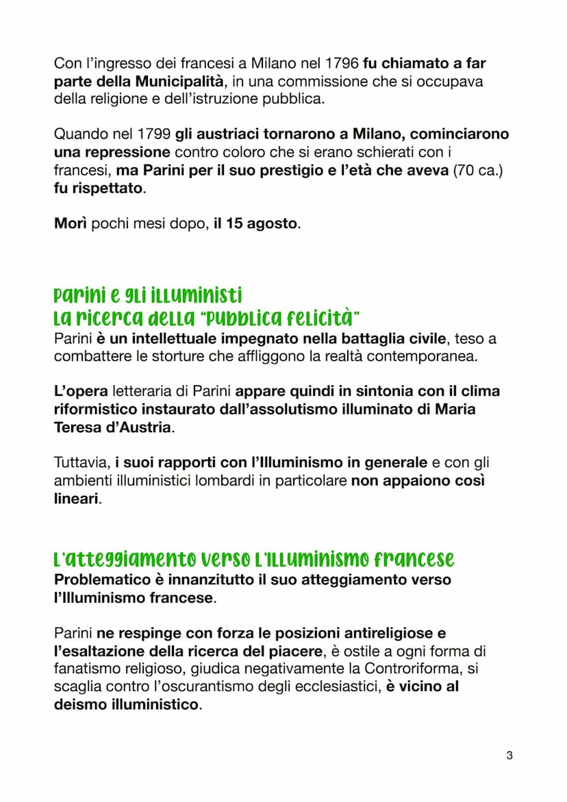 Giuseppe Parini
La vita
IL Precettore
Giuseppe Parini nacque il 23 maggio 1729 a Bosisio, in Brianza,
da una famiglia di modeste condizioni.