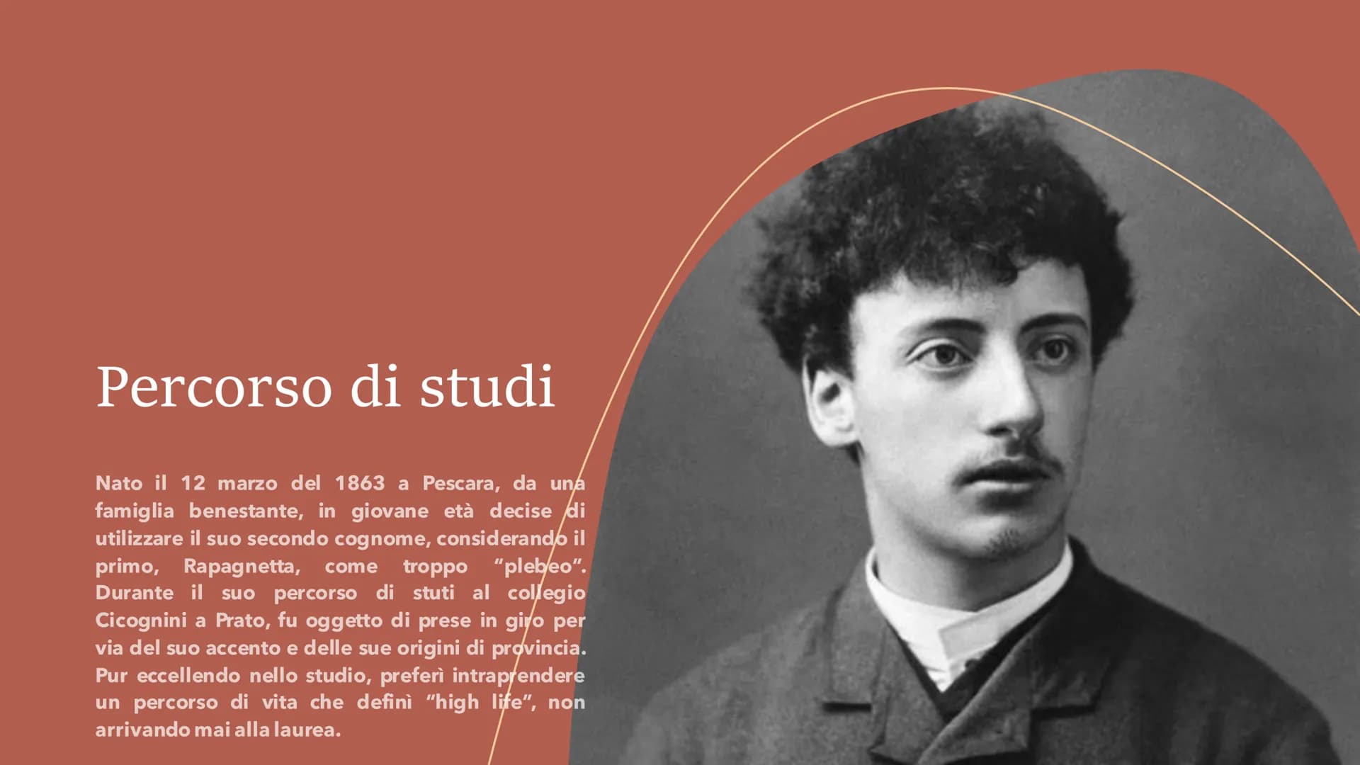 
<h2 id="vitaeopere">Vita e Opere</h2>
<h3 id="percorsodistudi">Percorso di Studi</h3>
<p>Nato il 12 marzo 1863 a Pescara, da una famiglia b