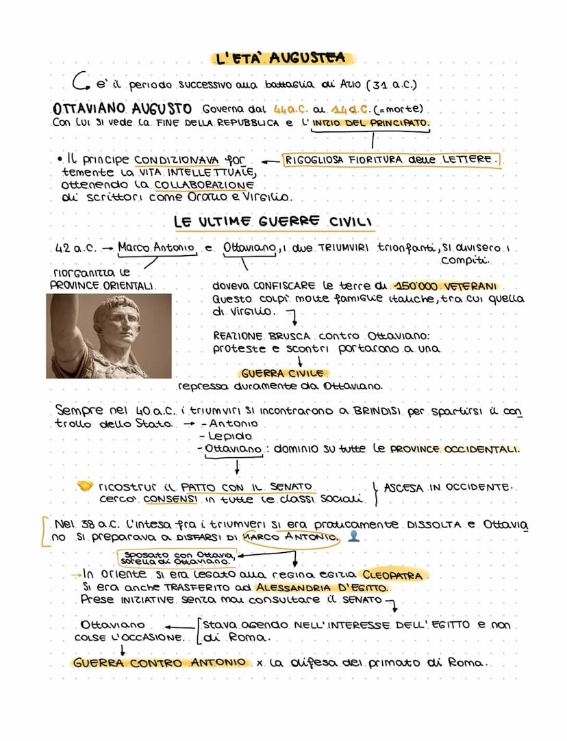 L'ETA AUGUSTEA
Ce
e' il periodo successivo alla battaglia ou Allo (31.a.C.)
OTTAVIANO AUGUSTO Governa dal 449.C. al 14 d. C. (= morte)
Con C