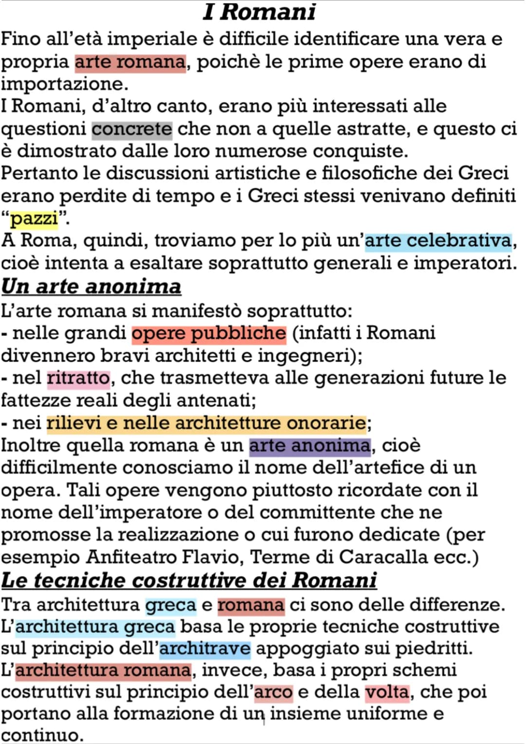 I Romani
Fino all'età imperiale è difficile identificare una vera e
propria arte romana, poichè le prime opere erano di
importazione.
I Roma