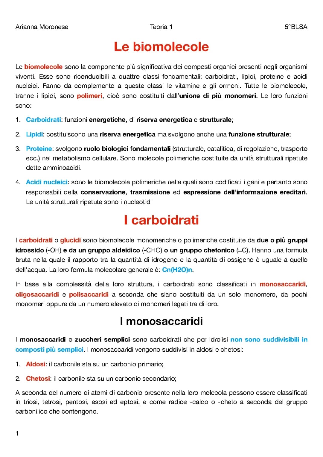 Le biomolecole
