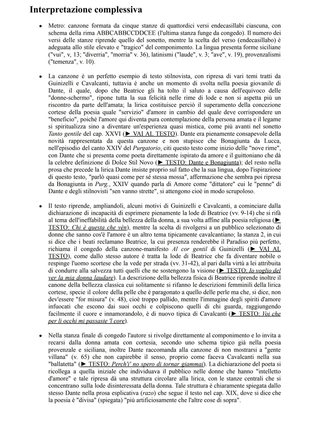«Donne ch'avete intelletto d'amore»
(Vita nuova, cap. XIX)
È il capitolo di svolta dell'opera, quello in cui Dante (dopo l'equivoco delle du
