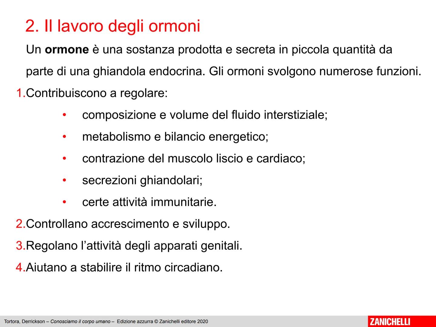 L'apparato endocrino
Tortora, Derrickson - Conosciamo il corpo umano - Edizione azzurra © Zanichelli editore 2020
1
ZANICHELLI 1. Panoramica