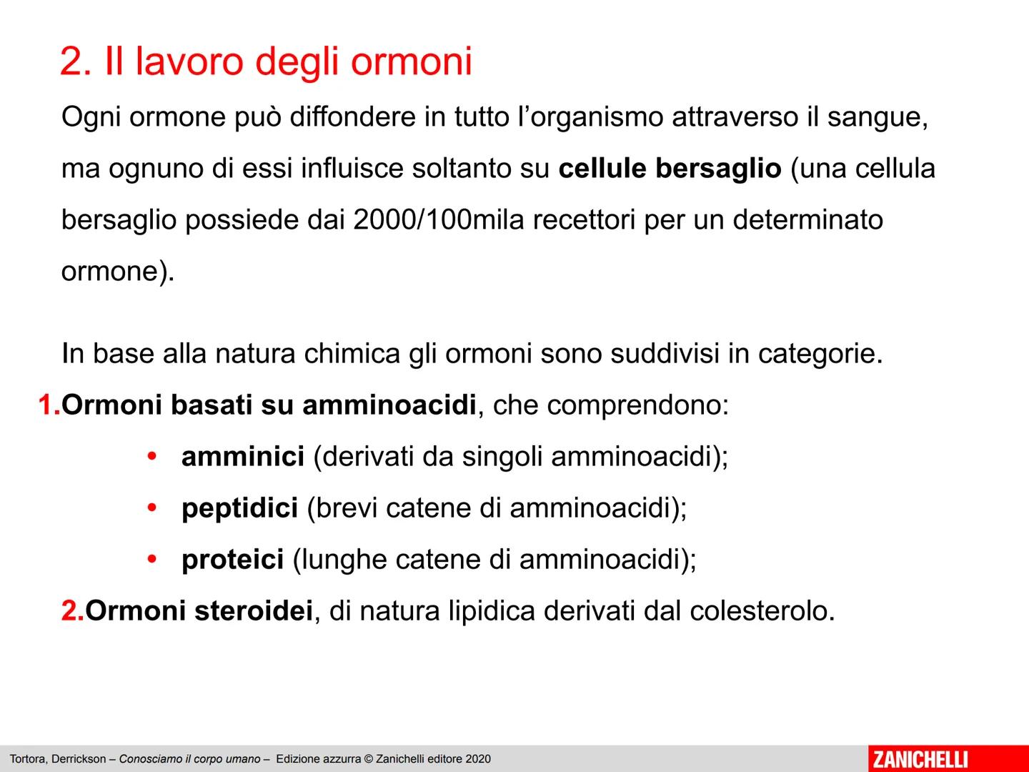 L'apparato endocrino
Tortora, Derrickson - Conosciamo il corpo umano - Edizione azzurra © Zanichelli editore 2020
1
ZANICHELLI 1. Panoramica