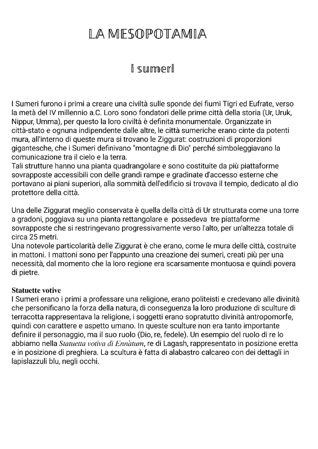 Mesopotamia/ sumeri, babilonesi, assiri 