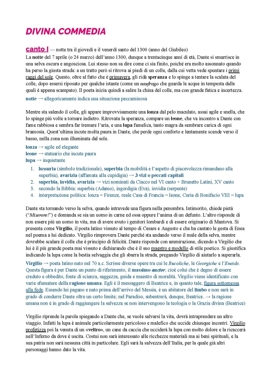 Inferno: canto 1 - Divina Commedia 