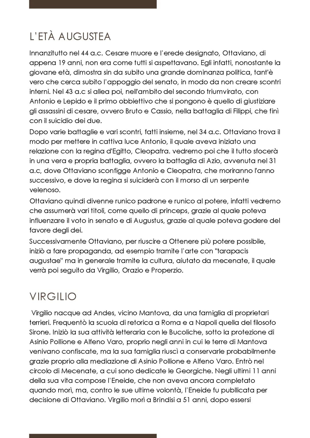 Età augustea e Virgilio