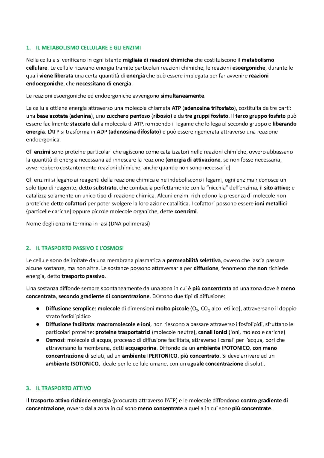 Metabolismo e trasporto cellulare