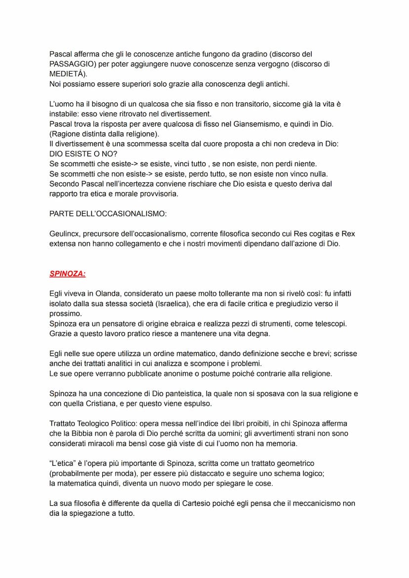 DOPO CARTESIO:
Cartesiani: sono nazionalisti (come Spinoza) seguono la già di Cartesio ma non condividono
tutto.
Anticartesiani: occasionali