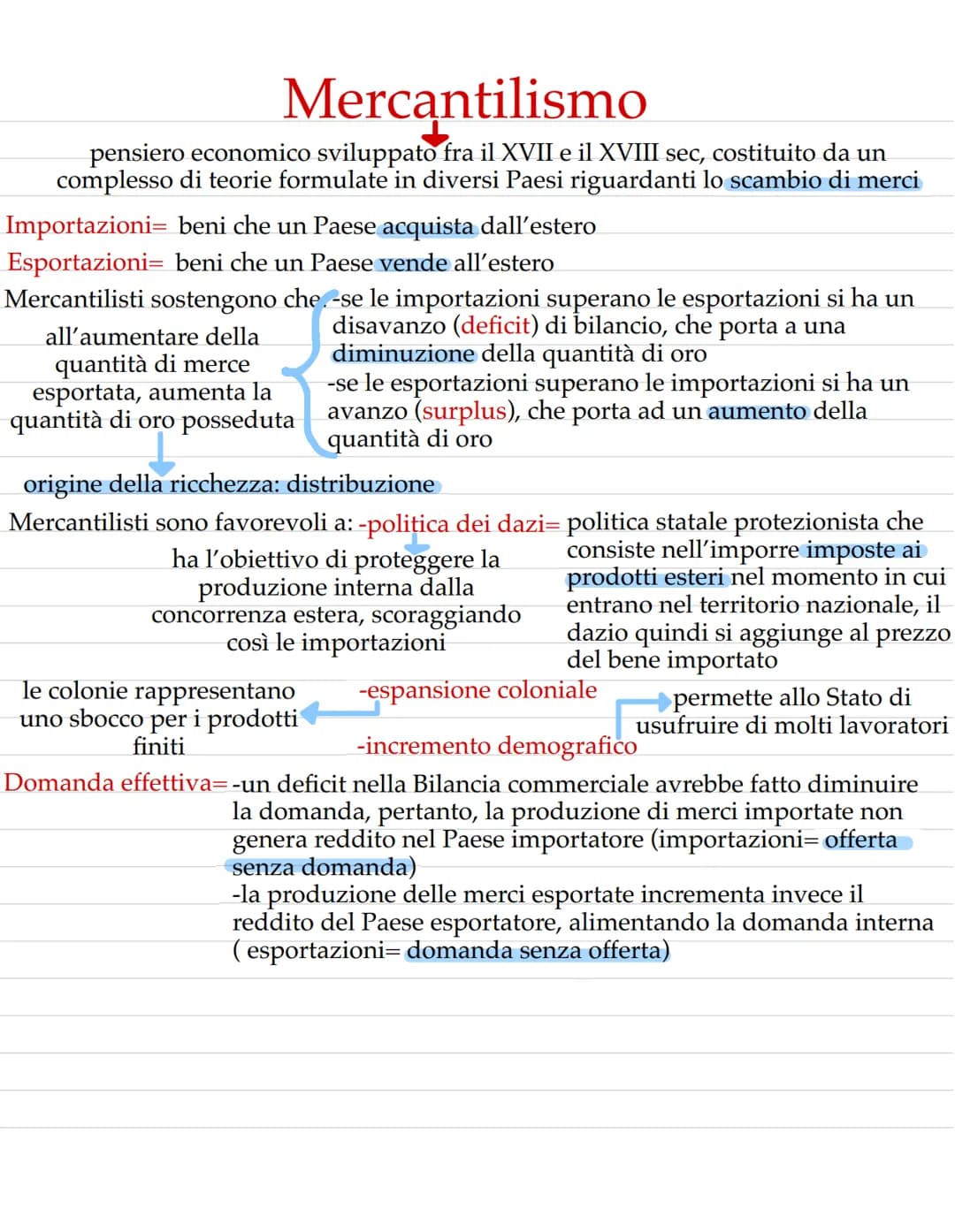  Mercantilismo
pensiero economico sviluppato fra il XVII e il XVIII sec, costituito da un
complesso di teorie formulate in diversi Paesi rig