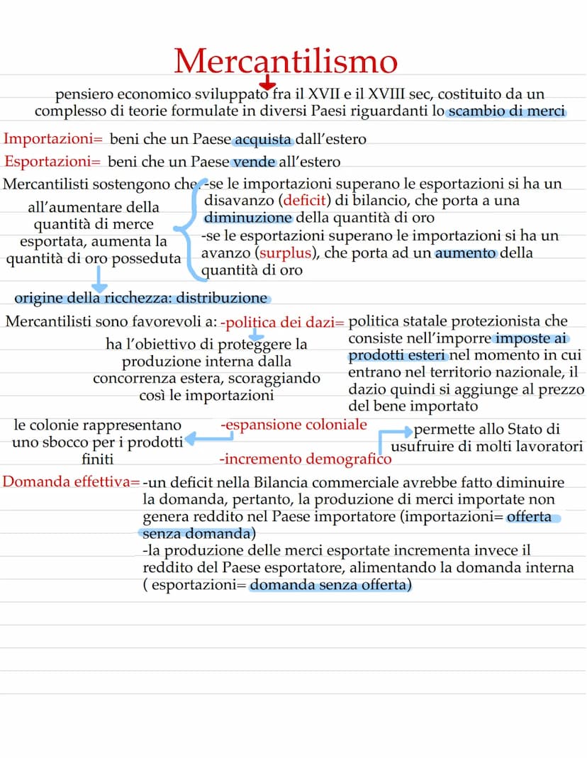  Mercantilismo
pensiero economico sviluppato fra il XVII e il XVIII sec, costituito da un
complesso di teorie formulate in diversi Paesi rig