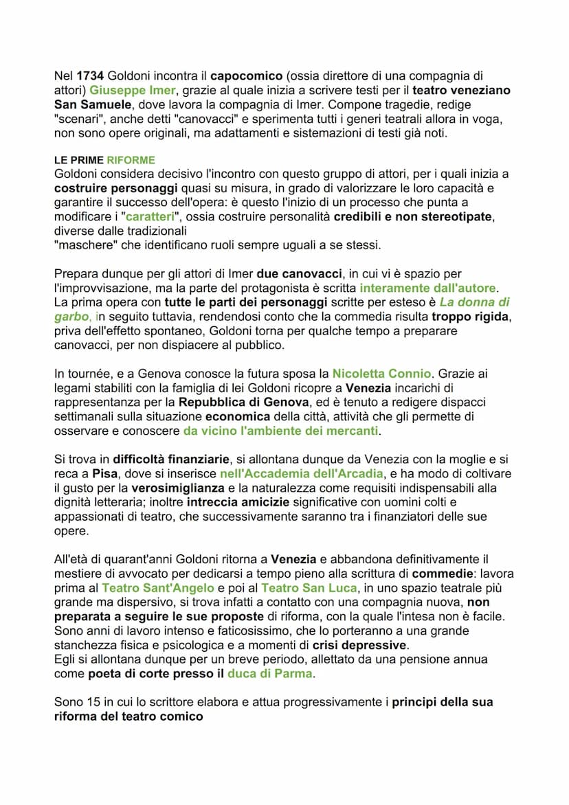 GOLDONI
L'AMBIENTE VENEZIANO:
Nel corso del XVIII secolo Venezia perde progressivamente importanza nella
politica internazionale: dopo una p