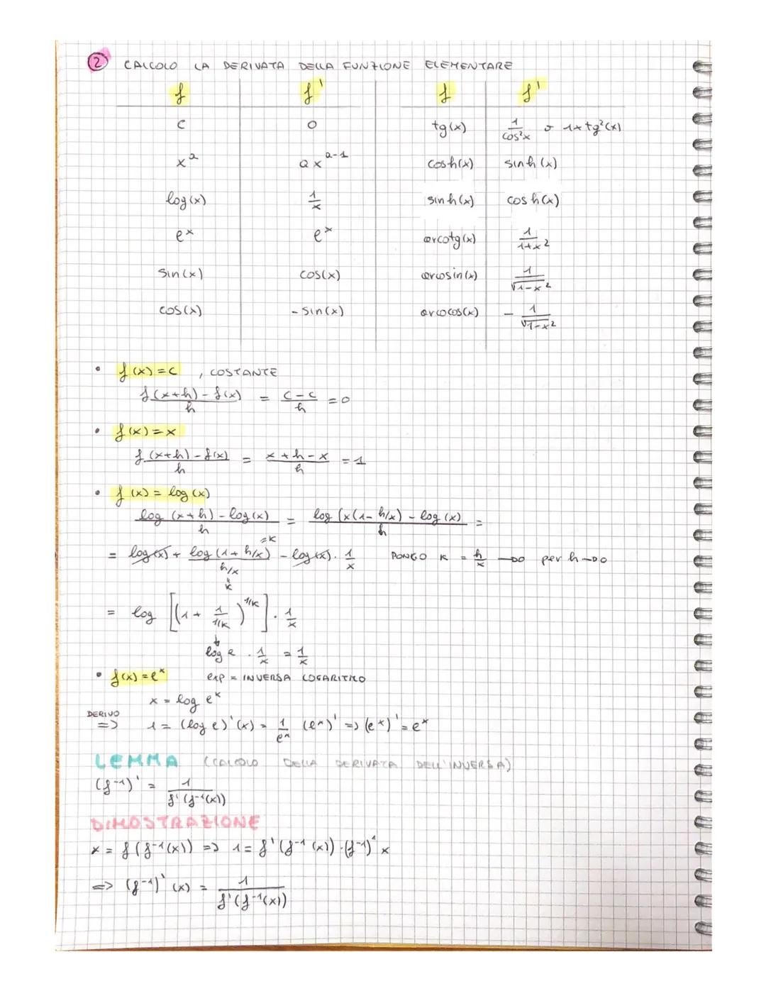 •
DEFINIZIONE
SIA f: [a, b]-OR
DIRO CHE & E DERIVABILE IN X SE
IN TAL CASO. DEFINISCO DERIVATA (PRIMA) DI
J
E LO DENOTO CON f'(xo).
NOTAZION