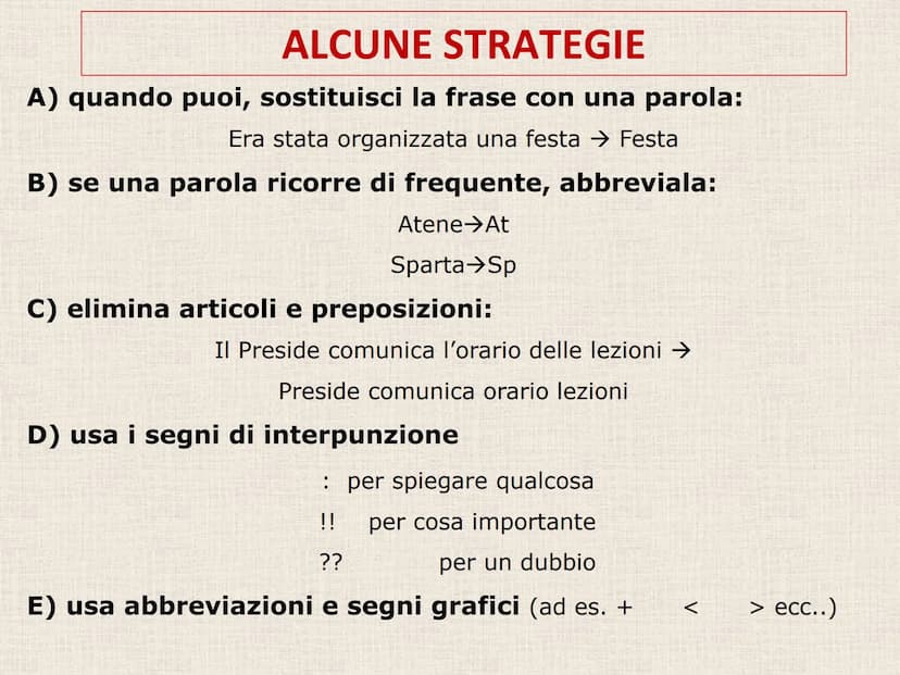 C) PRENDERE APPUNTI La MEMORIA e l'ATTENZIONE NON BASTANO...
Nel giro di 24 ore si dimentica circa il 75
% di quello che si legge o si ascol