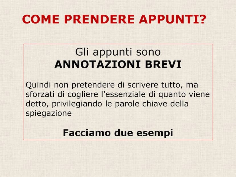 C) PRENDERE APPUNTI La MEMORIA e l'ATTENZIONE NON BASTANO...
Nel giro di 24 ore si dimentica circa il 75
% di quello che si legge o si ascol