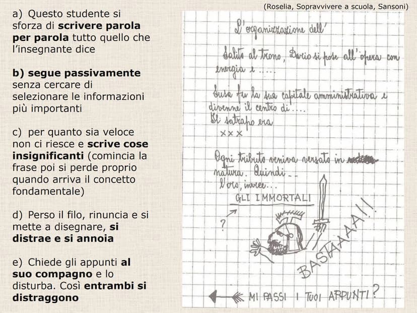 C) PRENDERE APPUNTI La MEMORIA e l'ATTENZIONE NON BASTANO...
Nel giro di 24 ore si dimentica circa il 75
% di quello che si legge o si ascol