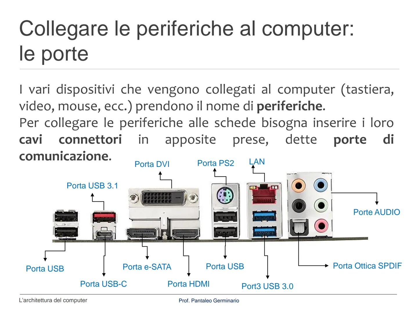 Informatica
L'architettura del computer Il computer
Il computer è una macchina costituita da dispositivi di diversa
natura (meccanici, elett
