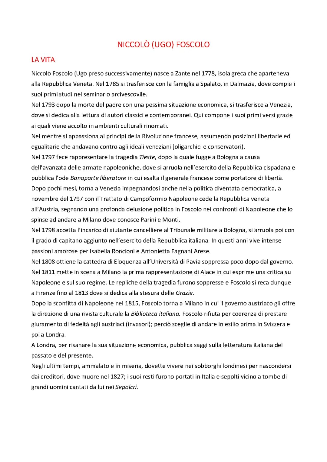 Niccolò Ugo Foscolo