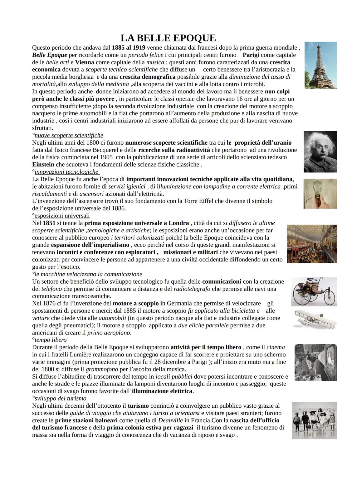 LA BELLE EPOQUE
Questo periodo che andava dal 1885 al 1919 venne chiamata dai francesi dopo la prima guerra mondiale,
Belle Epoque per ricor