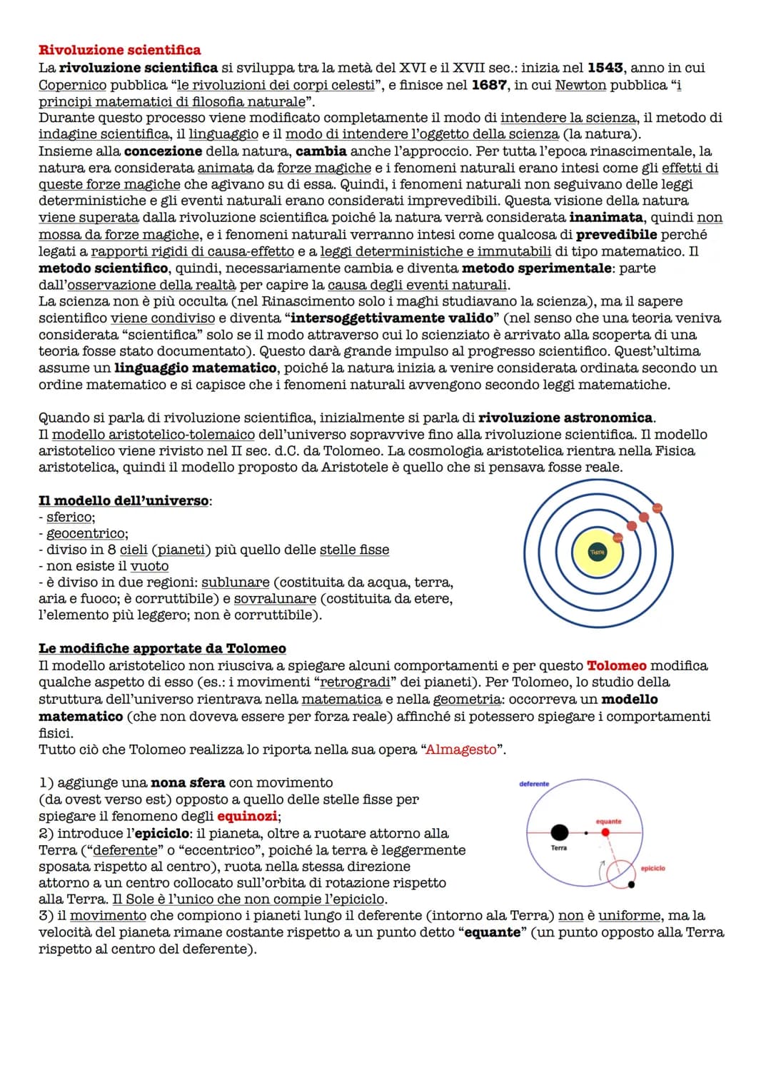 Rivoluzione scientifica
La rivoluzione scientifica si sviluppa tra la metà del XVI e il XVII sec.: inizia nel 1543, anno in cui
Copernico pu