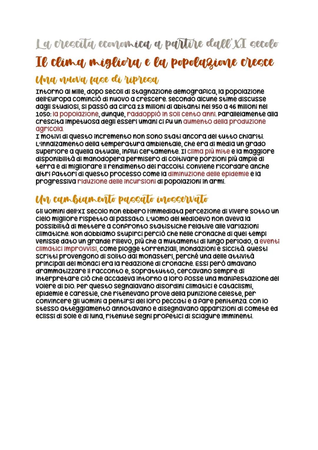 La crescita economica a partire dall'XI secolo
Il clima migliora e la popolazione cresce
Una nuova fase di ripresa
Intorno al Mille, dopo se