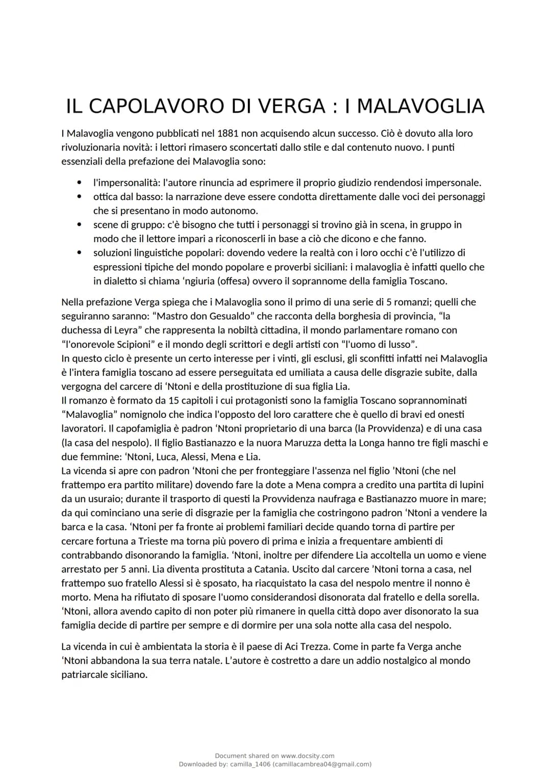 docsity
Giovanni Verga: vita, pensiero,
cultura, stile, opere
Italiano
6 pag.
Document shared on www.docsity.com
Downloaded by: camilla_1406
