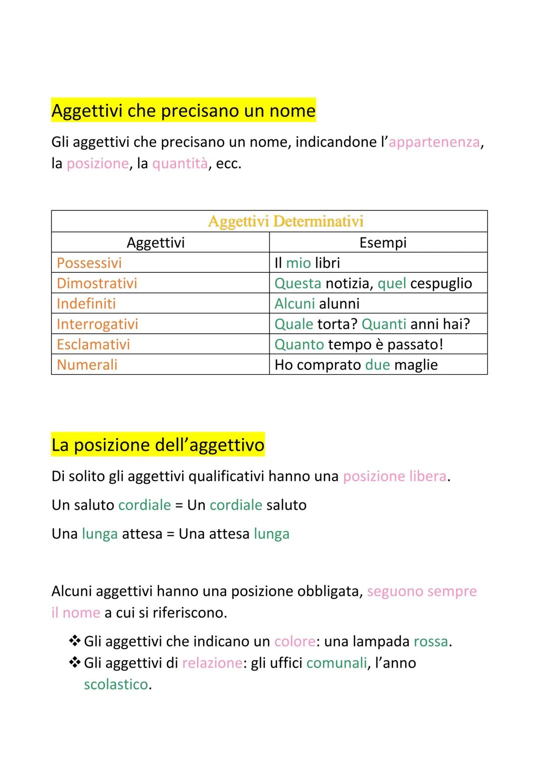 Gli Aggettivi
Che cos'è l'aggettivo?
L'aggettivo è una parola variabile che normalmente accompagna
un nome per indicarne una caratteristica 