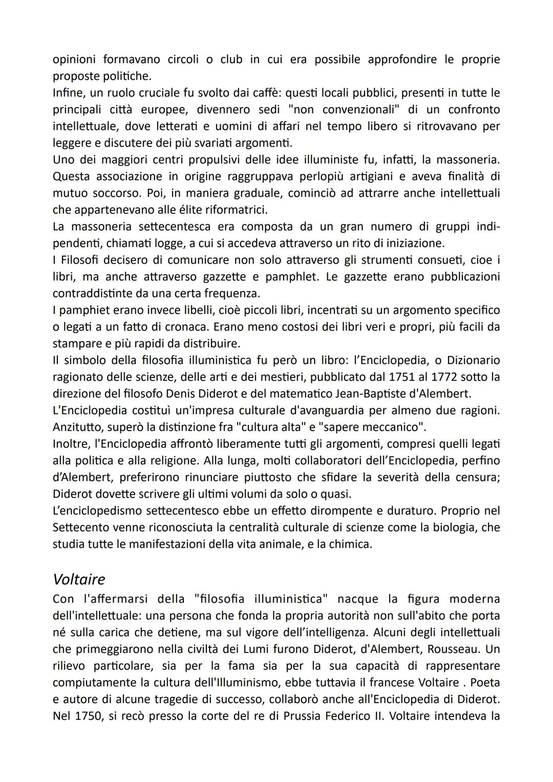 L'ILLUMINISMO
I cardini dell'Illuminismo
Nell'Europa del Settecento si sviluppò un movimento destinato a modificare il modo
di pensare e int