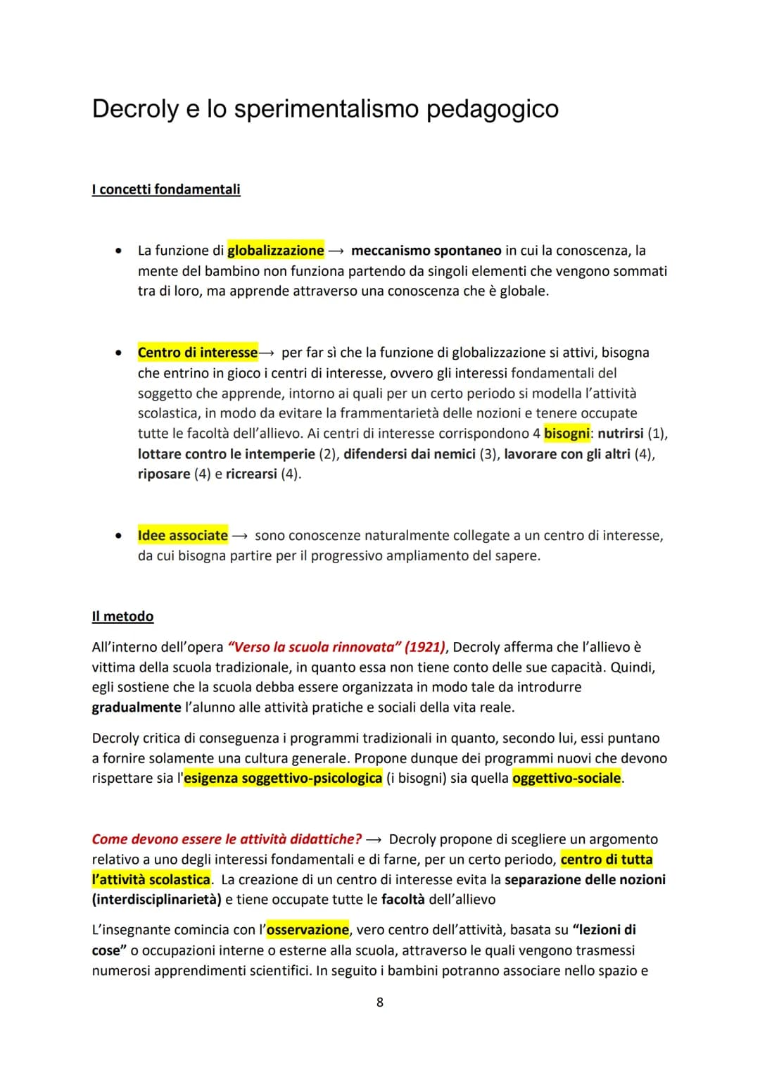 L'attivismo pedagogico
Che cos'è?
Con il termine attivismo ci riferiamo ad un insieme di studi
e di esperienze che vanno di pari passo e olt