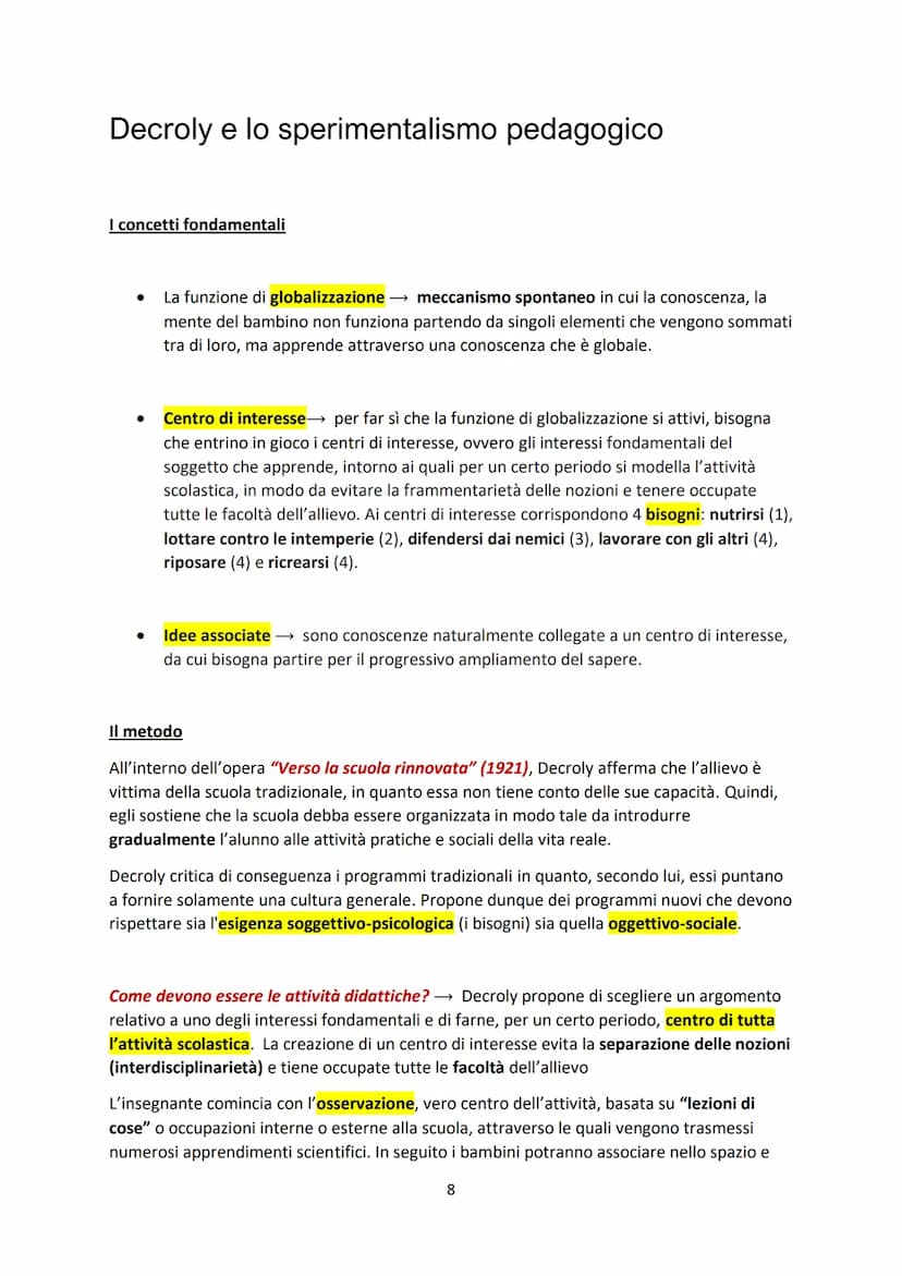 L'attivismo pedagogico
Che cos'è?
Con il termine attivismo ci riferiamo ad un insieme di studi
e di esperienze che vanno di pari passo e olt