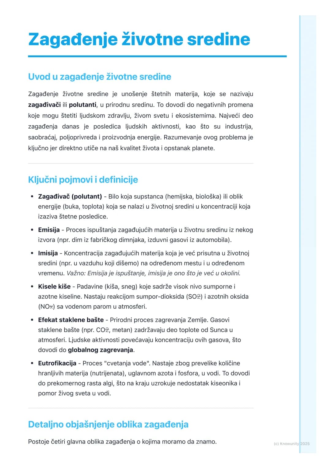 # Zagađenje životne sredine

Uvod u zagađenje životne sredine

Zagađenje životne sredine je unošenje štetnih materija, koje se nazivaju
zaga