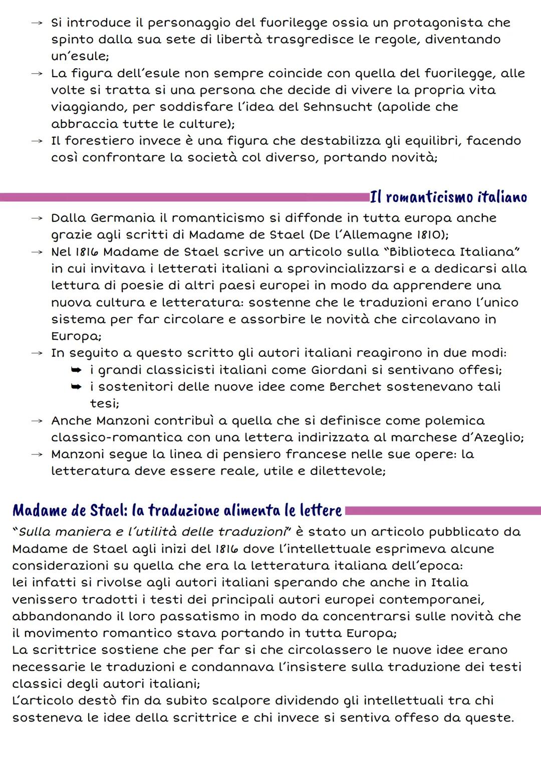 ITALIANO
Caratteri generali
Il Romanticismo
Romanticismo è il termine che contraddistingue il movimento nato nella
prima metà dell'800 che s
