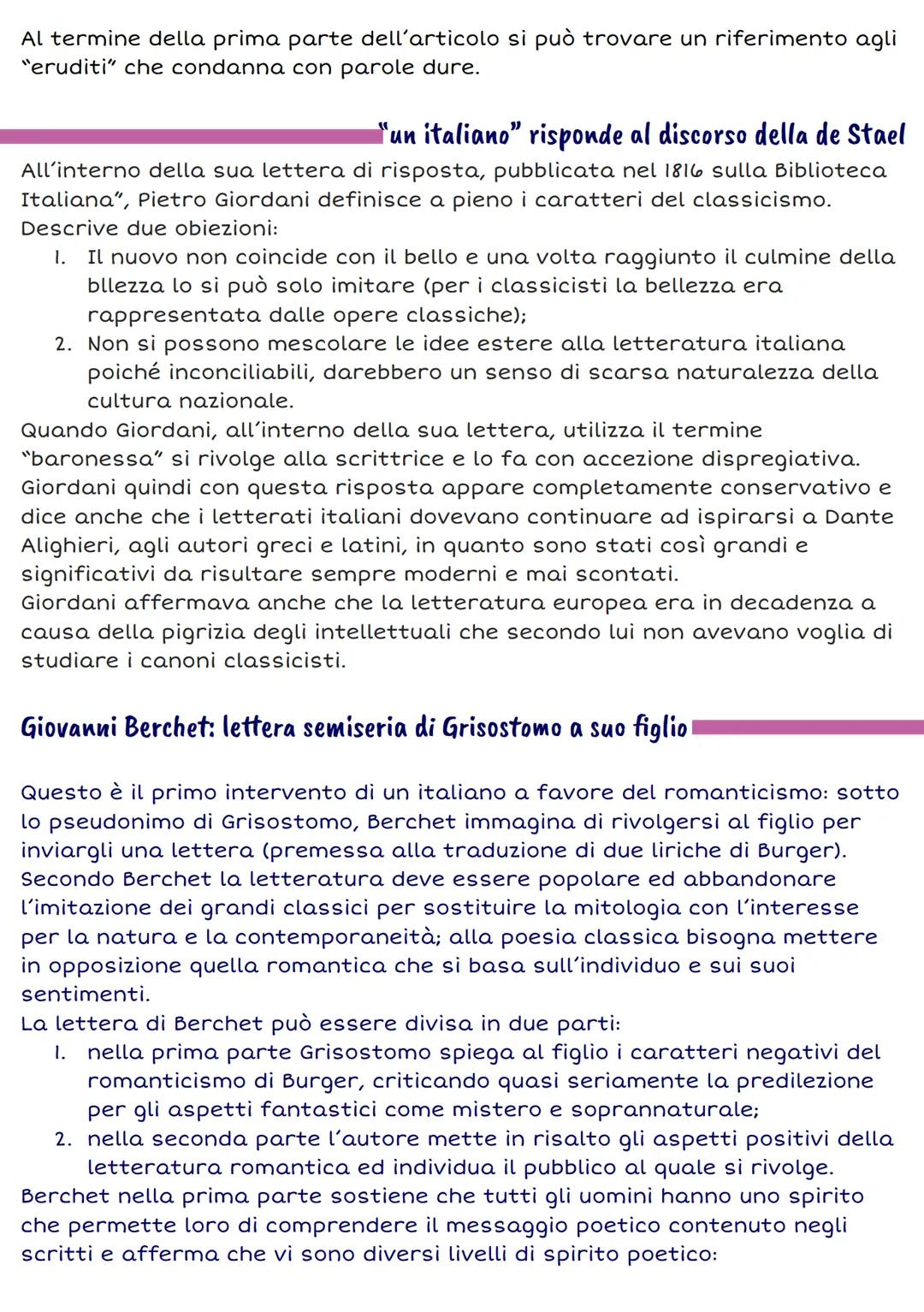 ITALIANO
Caratteri generali
Il Romanticismo
Romanticismo è il termine che contraddistingue il movimento nato nella
prima metà dell'800 che s