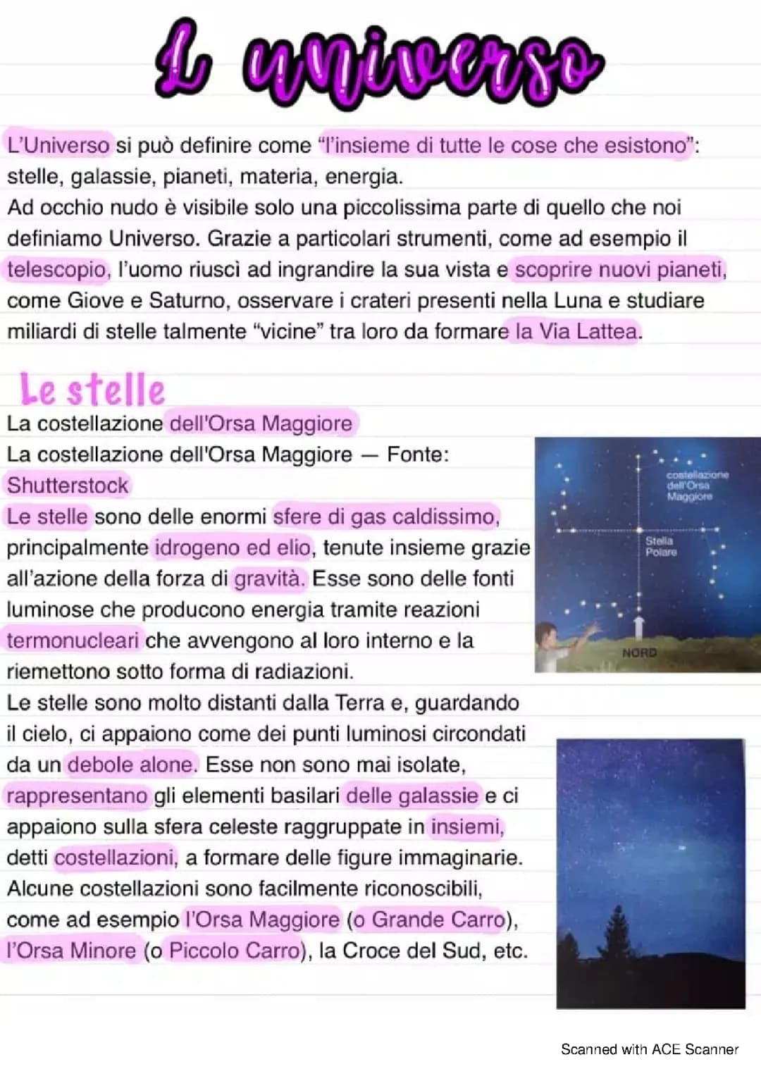 l'universo, stelle e galassie 