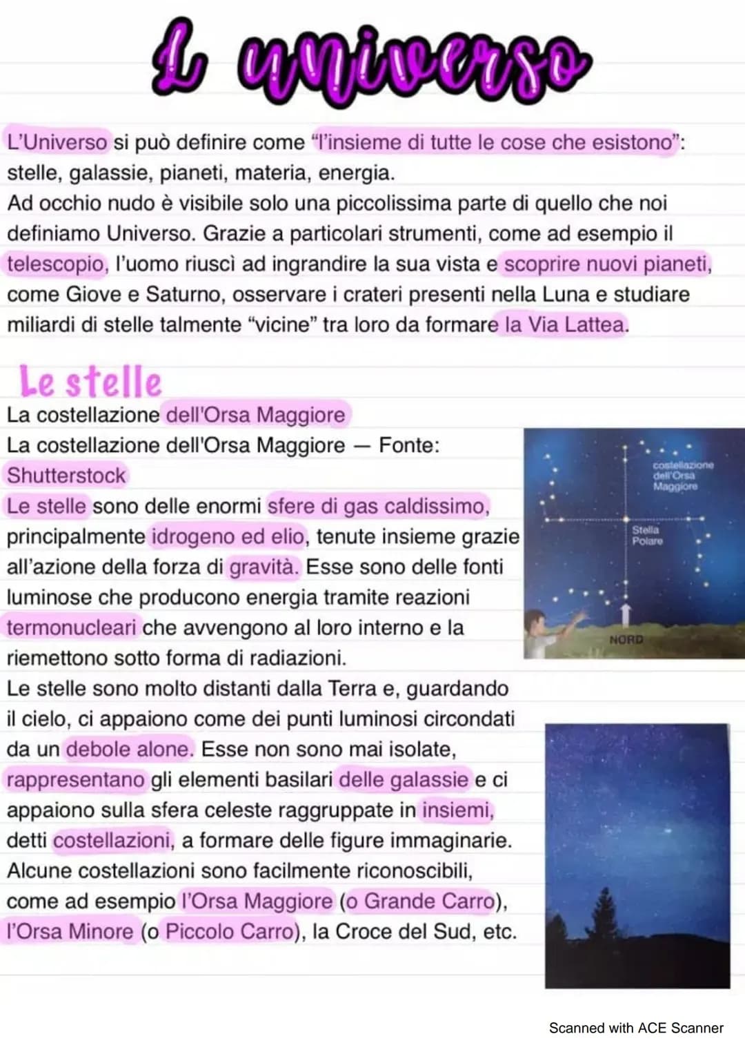 Lo universe
L'Universo si può definire come "l'insieme di tutte le cose che esistono":
stelle, galassie, pianeti, materia, energia.
Ad occhi