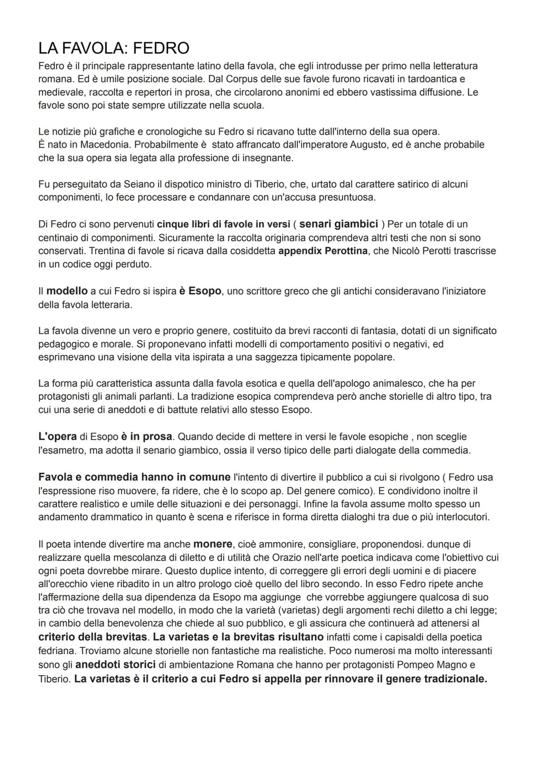 LA FAVOLA: FEDRO
Fedro è il principale rappresentante latino della favola, che egli introdusse per primo nella letteratura
romana. Ed è umil