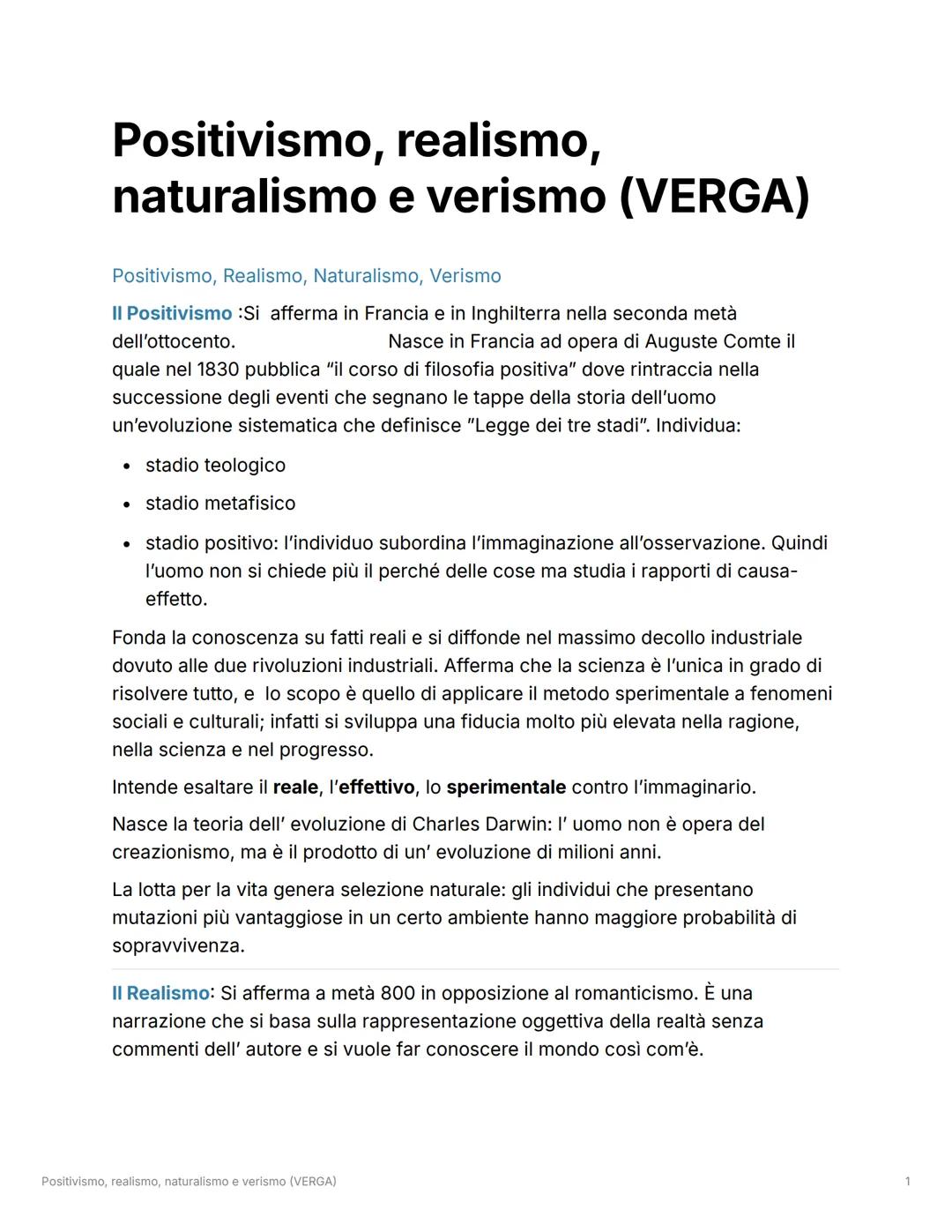 # Positivismo, realismo,
naturalismo e verismo (VERGA)

Positivismo, Realismo, Naturalismo, Verismo

## Il Positivismo: Si afferma in Franci