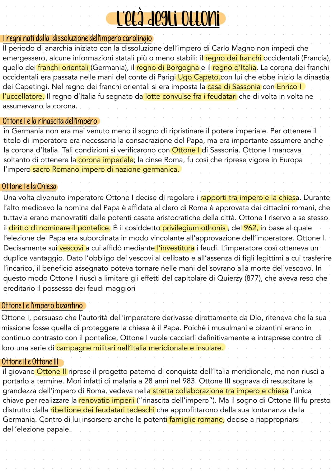 L'età degli Ottoni
I regni nati dalla dissoluzione dell'impero carolingio
Il periodo di anarchia iniziato con la dissoluzione dell'impero di