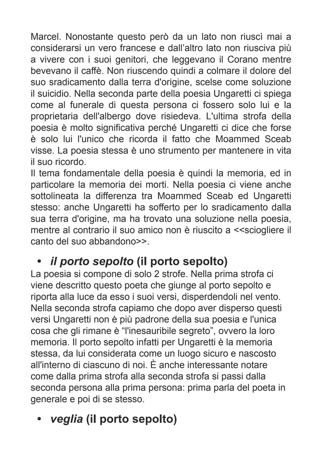 UNGARETTI
• nasce ad Alessandria d'Egitto e passa la sua infanzia lì.
Soggiorna poi anche in Francia
• Da giovane decide di arruolarsi volon
